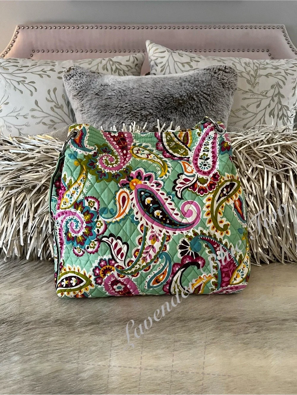 VERA BRADLEY Tutti Frutti 2013 Holiday Tote Green Pink Paisley Snap Satchel Y2K